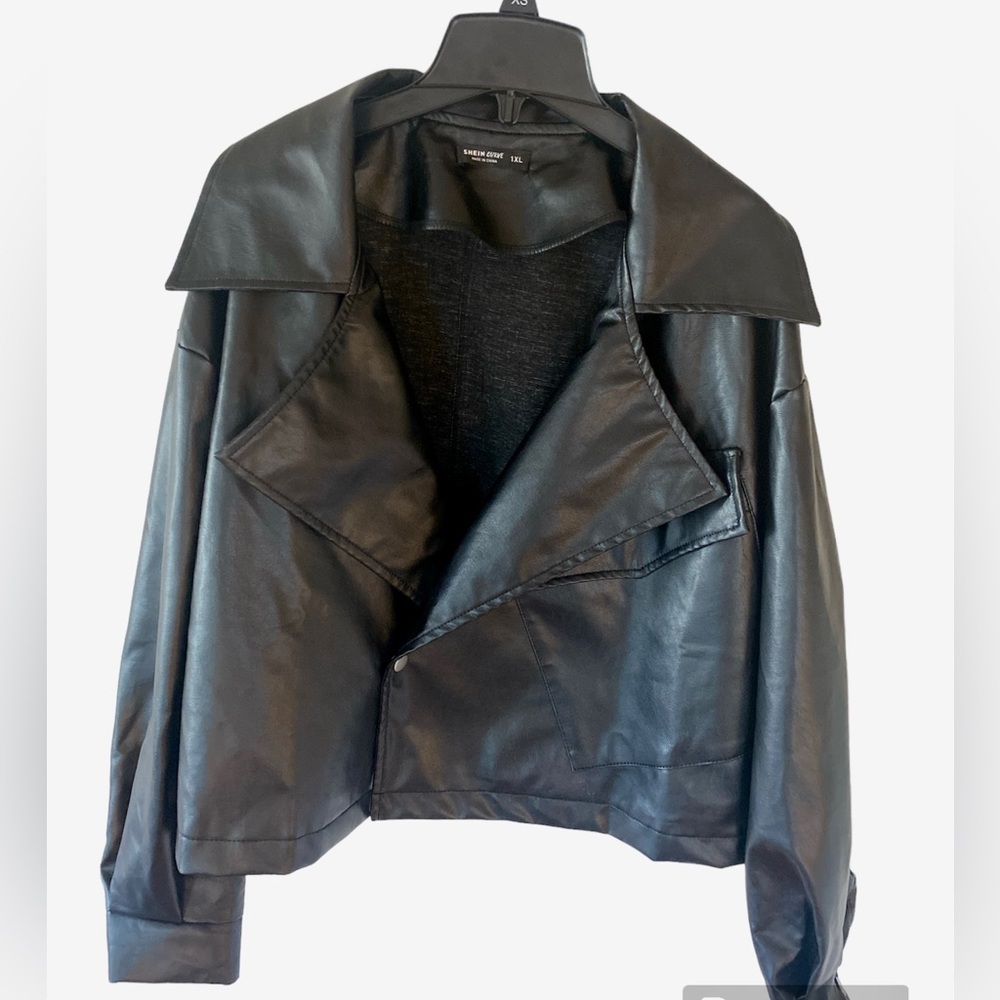 Shein Faux Leather Black Jacket size 1XL